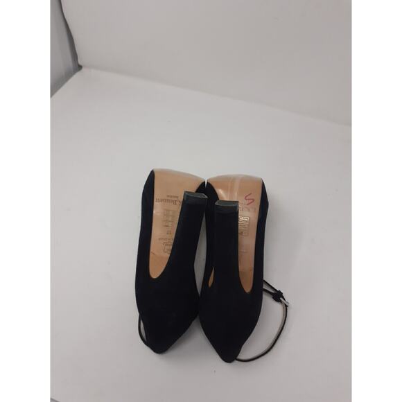 LK Bennett London Womens Shoes Size 7 Black Suede Cap Toe Ankle Strap Heels - Picture 14 of 14